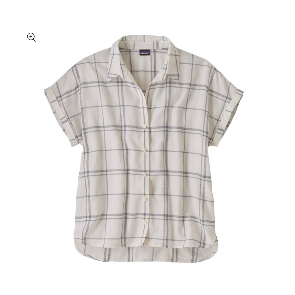 Patagonia Womens Lightweight A/C Shirt White Blue Plaid Cotton Hemp STY52960 M